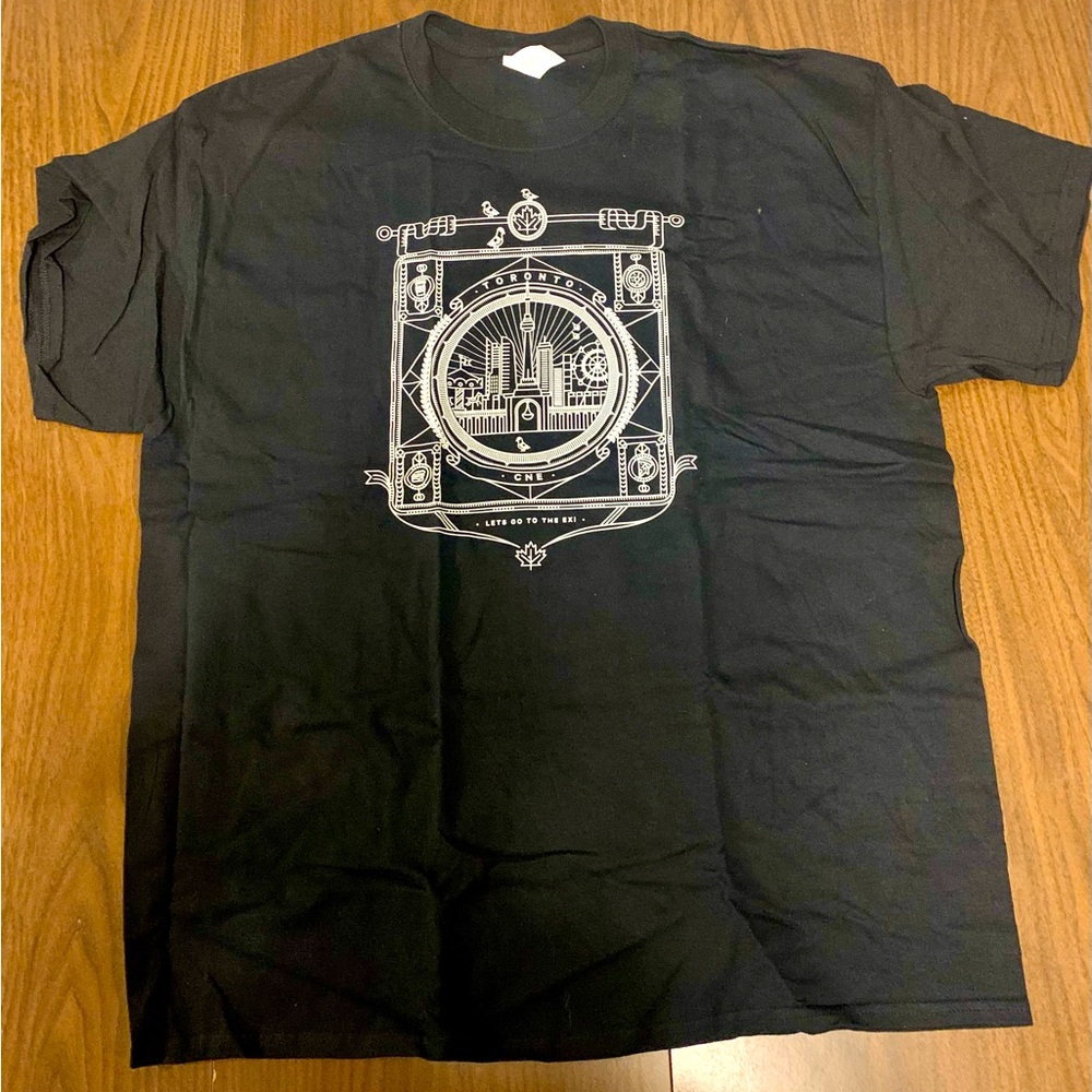 Black Graphic Crewneck Tee - CNE Toronto skyline